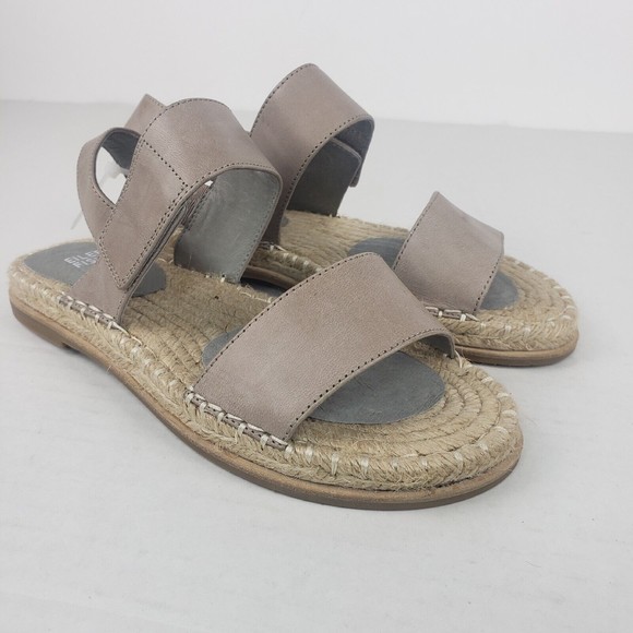 Eileen Fisher Max Womens Leather Ankle Strap Espadrilles Sandals cement grey 6 - Picture 2 of 14